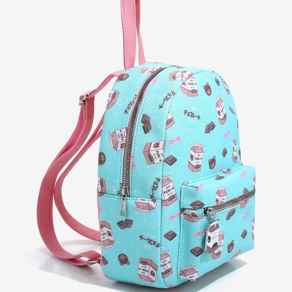 Teddy Bear Chocolate Milk Mini Backpack. 8” x 3 1/2 x 11”